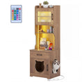 Gallery viewerに画像を読み込む, Cat Litter Box Enclosure with LED lighting and charging station by DirectDeals; wooden finish, remote included.