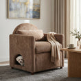 Load image into Gallery viewer, Coffee Pet Friendly Accent Chair with Hidden Pet Nook; small dog peeks out.