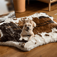 Load image into Gallery viewer, PupRug animal print memory foam dog bed in brown faux cowhide
