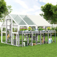 Load image into Gallery viewer, Large outdoor cat enclosure with planter stand and walk-in catio, grey and white