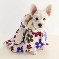 Load image into Gallery viewer, SOCKPET Small Dog Flannel Cape Towel, plush white cape with multicolor floral print.