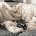Load image into Gallery viewer, PupProtector Waterproof Throw Blanket white with brown accents, plush faux-fur dog blanket