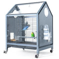 Bild in Galerie-Betrachter laden, OIIBO Acrylic Bird Cage 25 Inch Deluxe Rolling Bird Cage with Acrylic Panel Medium Bird Cage Kit with Bird Feeders Water Bottle Perch for Parrot Conures Lovebirds Finches Canaries Parakeets - from For Animals, With Love