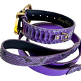 Load image into Gallery viewer, Amethyst Royale Python Set of purple python collars with gold hardware by Allysa Payne Beverly Hills