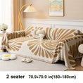 Cargar la imagen en la vista de la galería, 2-seat chenille sofa cover in orange and beige swirl pattern, pet-friendly protection for sofa