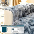 Load image into Gallery viewer, Luxurious Gradient Velvet Sofa Cover with gray-blue plush fur, draped over a white sofa.
