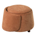 Load image into Gallery viewer, Orange pet-friendly chair with hidden pet nook; textured upholstery and rounded dark wood leg.