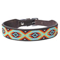 Load image into Gallery viewer, HILASON western beaded leather dog collar featuring colorful beadwork on a dark brown leather base.