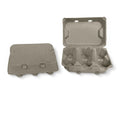 Load image into Gallery viewer, Henlay duck egg cartons, kraft brown, blank flat top; holds six jumbo eggs; two cartons shown (open and closed).