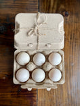 Load image into Gallery viewer, Henlay duck egg carton with blank flat top in kraft, holds 6 jumbo eggs