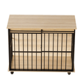 Charger l'image dans la visionneuse de la galerie, Large wooden dog crate furniture by Sangria Beech with removable tray and secure doors on casters