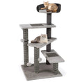 Load image into Gallery viewer, 93 cm tall gray cat tree by DirectDeals with sisal posts and jute scratching pads, two cats.
