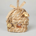 Load image into Gallery viewer, Beehive Birdhouse by GreaterGood; natural woven straw exterior with rope accents