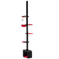 Load image into Gallery viewer, Floor-to-Ceiling Gothic Cat Tree, 97-118 in, 5-tier with condo, black with red accents, DirectDeals