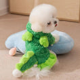 Load image into Gallery viewer, Dog clothes: small white Bichon Frise in a green plush cartoon dinosaur costume for autumn/winter