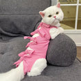 Gallery viewerに画像を読み込む, Lace-up Cat Sterilization Clothing for post-op recovery, pink polyester with bow accents