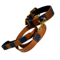 Load image into Gallery viewer, Riviera Swarovski Crystal Edition collar and leash set in brown and navy leather with gold hardware