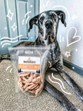 Load image into Gallery viewer, Shrimp dog treats by Naked Beasts in a clear resealable bag.