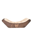 Load image into Gallery viewer, Cat Bed on Wall Light with beige cushion, dark brown wood, Baron logo