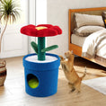Gallery viewerに画像を読み込む, Cute cat tree with blue base and red flower-padded perch, green stem for indoor cats.