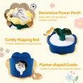 Gallery viewerに画像を読み込む, Cat tree by DirectDeals with yellow flower-padded perch and blue planter-style base for indoor cats