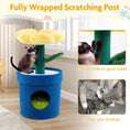 Gallery viewerに画像を読み込む, DirectDeals Cute Cat Tree with Flower Perch; blue base, green posts, yellow flower cushion for indoor cats.
