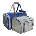 Bild in Galerie-Betrachter laden, Mr. Peanut's Gold Series Big Apple XL Expandable Pet Carrier V3.0, blue fabric with brown straps and gray mesh pocket