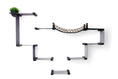 Bild in Galerie-Betrachter laden, The Temple cat condo wall mount by Catastrophic Creations; purple modular frame with rope bridge.