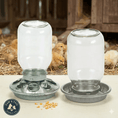 Cargar la imagen en la vista de la galería, PoultryPro Galvanized Mason Jar Baby Chick Feeder And Waterer Set With Glass Jars For Brooder Use by Paw and Tail Supply