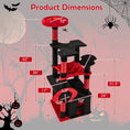 Load image into Gallery viewer, Gothic Cat Tree with plush red perch and black posts, spider dangler
