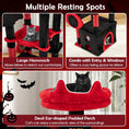 Load image into Gallery viewer, Gothic Cat Tree in black and red with plush perch and spider-dangling toy