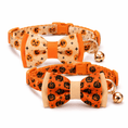 Load image into Gallery viewer, Pumpkin Patch Bow Tie Cat Collar Two-Piece Set, orange breakaway collars with pumpkin pattern by For Animals, With Love