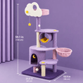 Load image into Gallery viewer, The Premium Purple Multi Level Cat Tree by For Animals, With Love; purple plush cat condo with cloud topper and stars