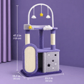 Load image into Gallery viewer, The Premium Purple Multi Level Cat Tree from For Animals, With Love; plush purple cat tree with arch and hanging stars.