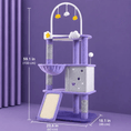 Load image into Gallery viewer, The Premium Purple Multi-Level Cat Tree in plush fabric with hanging cloud toys