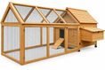 Charger l'image dans la visionneuse de la galerie, Solid fir wood outdoor chicken coop with run; wire-mesh enclosure and side nesting box.