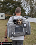 Bild in Galerie-Betrachter laden, Mr. Peanut's Monterey airline-compliant horizontal backpack pet carrier in gray fabric with mesh window