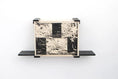 Carica l'immagine nel visualizzatore della galleria, Cat Cubby for Wall - Covered Cat Bed, beige/black distressed cover with black metal brackets