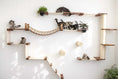 Carica l'immagine nel visualizzatore della galleria, The Juggernaut wall-mounted cat condo by Catastrophic Creations; natural wood platforms, rope bridge, and sisal post.