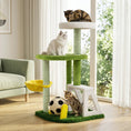 Cargar la imagen en la vista de la galería, Multi-Level Cat Tree with Soccer Field and Hammock by DirectDeals, green and white indoor cat furniture