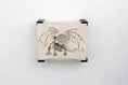 Bild in Galerie-Betrachter laden, Enclosed Cat Bed Cat Wall Cubby by Catastrophic Creations; beige fabric with dragon illustration and black mounting brackets