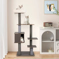 Carica l'immagine nel visualizzatore della galleria, Multi-level cat tree by DirectDeals, 59.5-inch tall indoor cat tower with cushioned top perch; three cats visible.