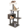 Carica l'immagine nel visualizzatore della galleria, DirectDeals multi-level cat tree, 59.5-inch tall cat tower with cushioned top perch, featuring three cats.