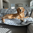 Gallery viewerに画像を読み込む, PupProtector Luxe Waterproof Faux Fur Blanket Arctic Fox dog blanket on sofa.