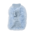 Load image into Gallery viewer, Haute Couture Feathered Luxury Pet Sweater for dogs, light blue knit with fluffy fur trim