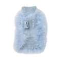 Load image into Gallery viewer, Haute Couture Feathered Luxury Pet Sweater for dogs, light blue knit with fluffy fur trim