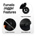 Cargar la imagen en la vista de la galería, Furvelo Jogger Pet Stroller in black with large 10 inch wheels, 2 leash connectors, and secure basket lock