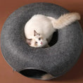 Bild in Galerie-Betrachter laden, Whisker House Felt Donut Cat Bed Dual Purpose Cat Tunnel Bed And Hideout Modern Sleep Solution For Indoor Cats by Whisker House