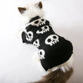 Load image into Gallery viewer, Halloween skull knitted pet sweater in black with white skull pattern for cats and dogs