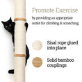 Charger l'image dans la visionneuse de la galerie, Wall-mounted cat climbing pole with sisal rope by Catastrophic Creations.
